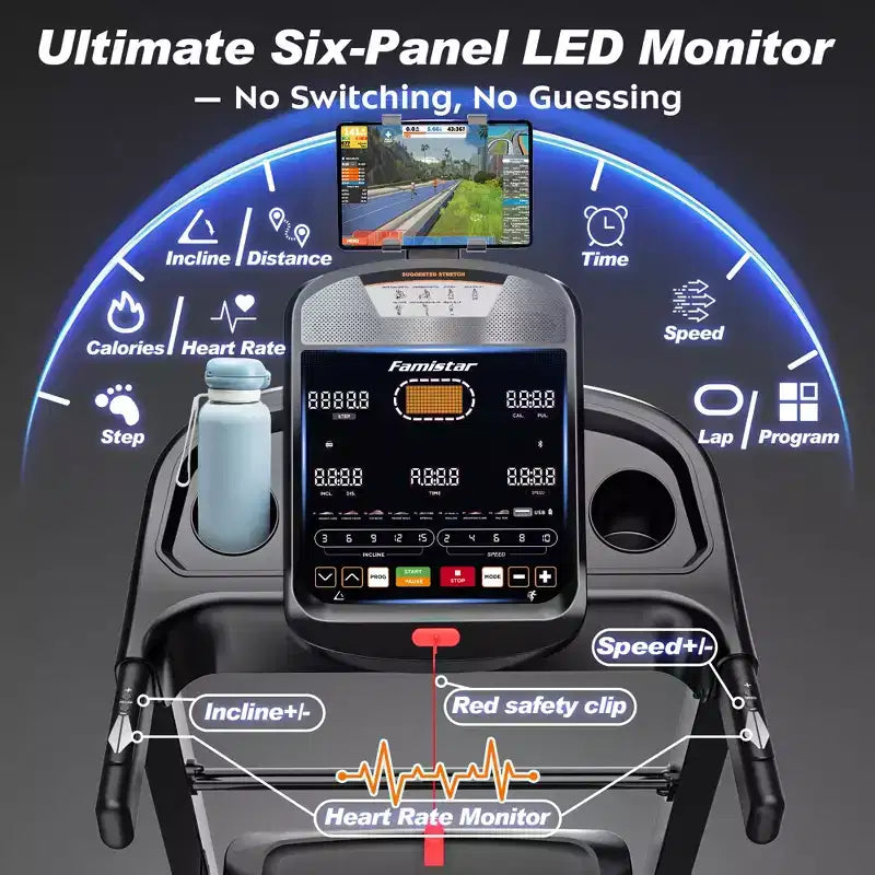 Tapis de course pliable 4-en-1 spécial Pâques avec haut-parleurs Bluetooth, contrôle par application et écran LED, 5 CV, 19 km/h