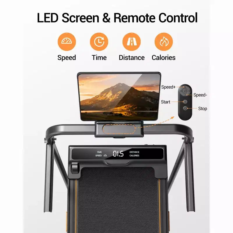 4-in-1 Foldable Walking Pad with Handle, 14% Incline Under-Desk Treadmill for Home, 2.5 HP Quiet Brushless Motor