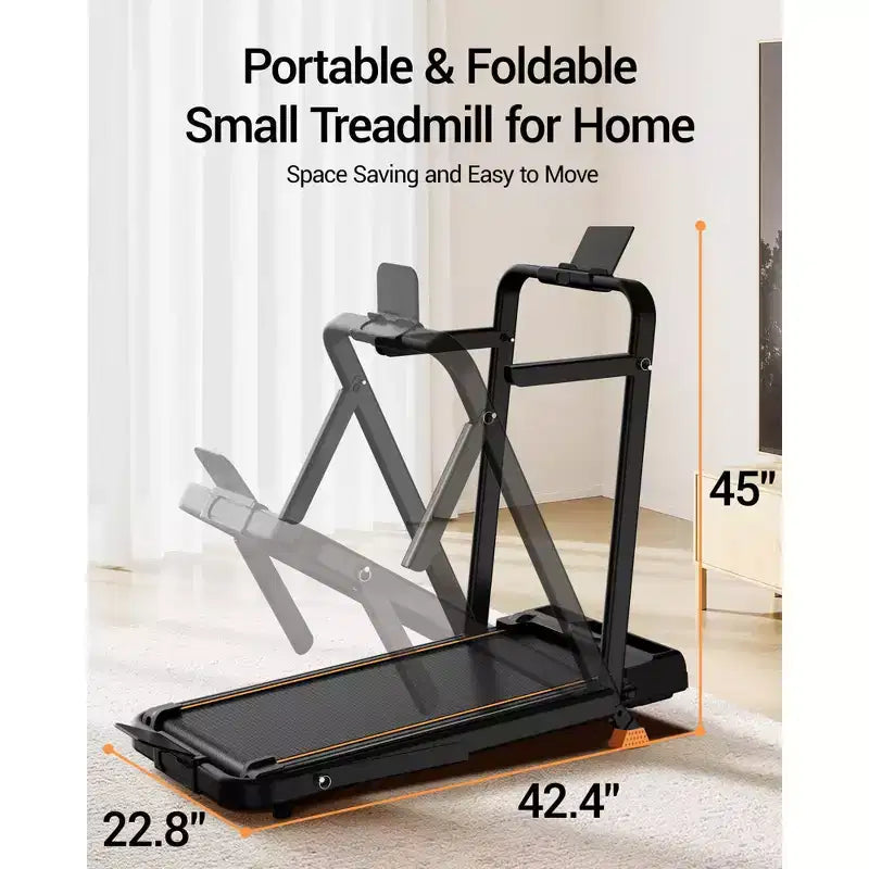 4-in-1 Foldable Walking Pad with Handle, 14% Incline Under-Desk Treadmill for Home, 2.5 HP Quiet Brushless Motor