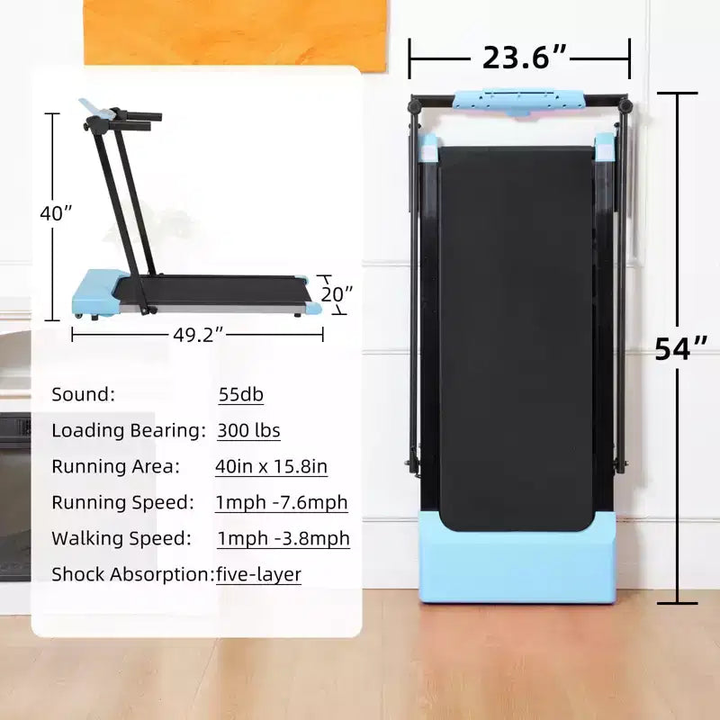 NAYSAYE Foldable Home Treadmill, Multifunctional Exercise Equipment for Walking and Running Fitness, Blue, 49.2*23.6*42.9
