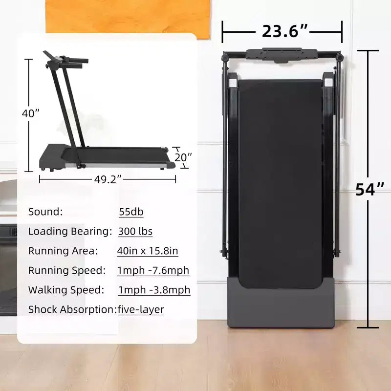 NAYSAYE Foldable Home Treadmill, Multifunctional Exercise Equipment for Walking and Running Fitness, Black, 49.2*23.6*42.9