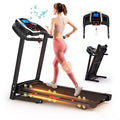 NAYSAYE Foldable Incline Treadmill, Portable Running Walking Jogging Machine with 12 Training Programs for Home Indoor Workout, Black, 50*26.4*46.5