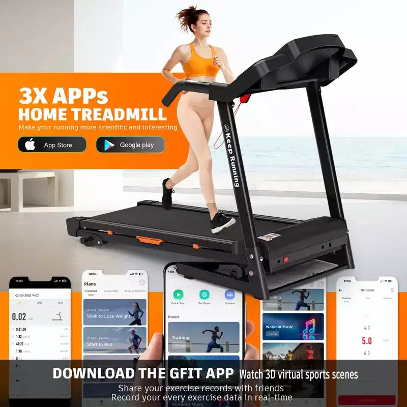 NAYSAYE Tapis de course pliable inclinable, machine de marche et de course avec moniteur de fréquence cardiaque et porte-gobelet pour salle de sport à domicile, noir, 50*26.4*46.5