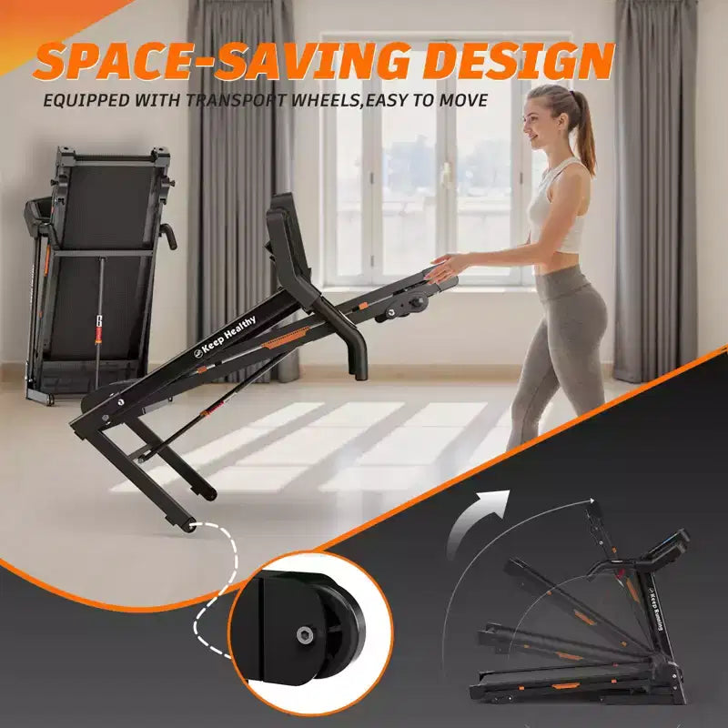NAYSAYE Tapis de course pliable inclinable, machine de marche et de course avec moniteur de fréquence cardiaque et porte-gobelet pour salle de sport à domicile, noir, 50*26.4*46.5