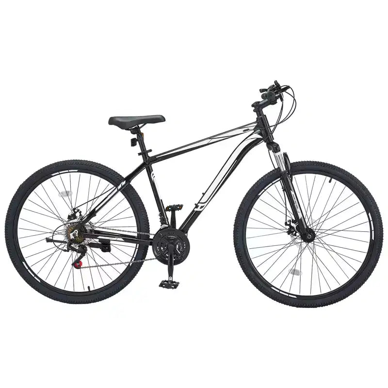 NAYSAYE VTT 29 Pouces, 21 Vitesses, Suspension Avant, Double Frein à Disque pour l'Aventure en Plein Air, Blanc Noir, 56.3*8.66*30.71