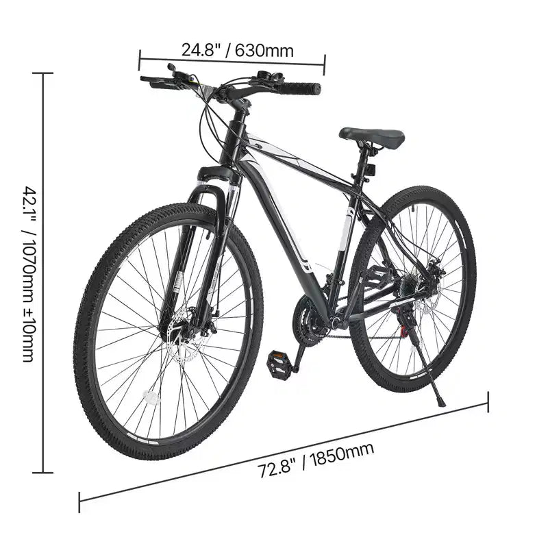 NAYSAYE VTT 29 Pouces, 21 Vitesses, Suspension Avant, Double Frein à Disque pour l'Aventure en Plein Air, Blanc Noir, 56.3*8.66*30.71