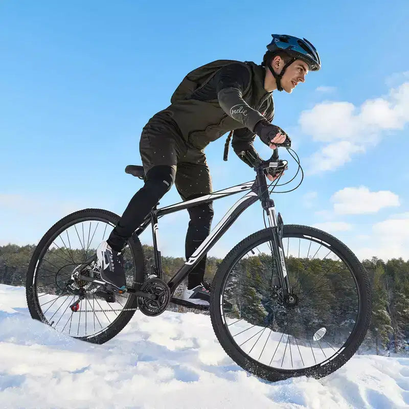 NAYSAYE VTT 29 Pouces, 21 Vitesses, Suspension Avant, Double Frein à Disque pour l'Aventure en Plein Air, Blanc Noir, 56.3*8.66*30.71