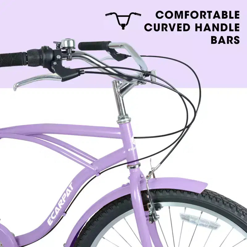 NAYSAYE 7-Speed Beach Cruiser Bike Steel Frame Alloy Wheels V-Brakes for Men Women Leisure, Purple,White, 67.8*42.51*28.74