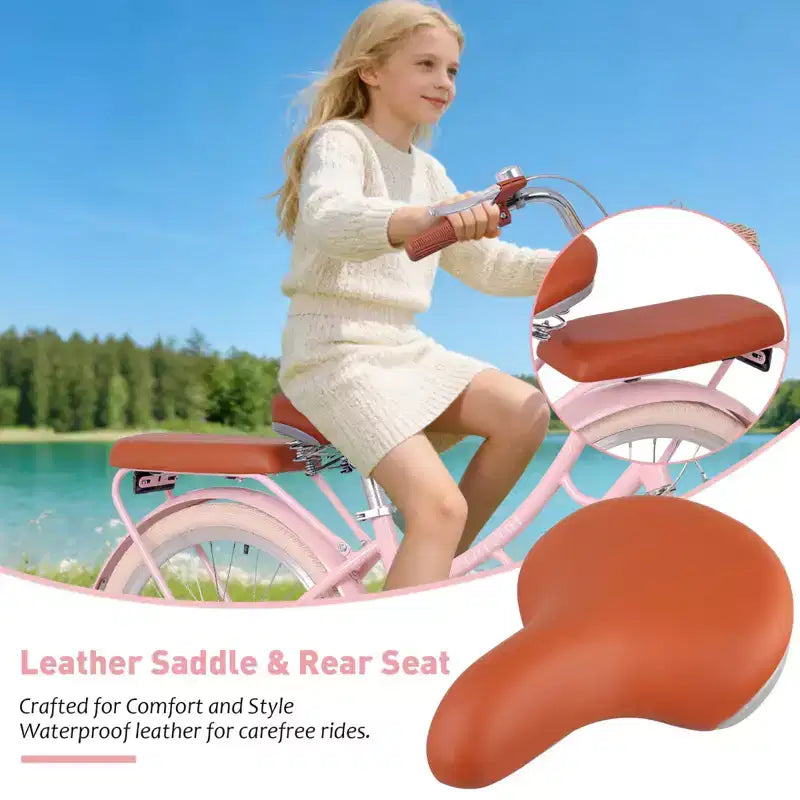 Vélo de croisière de plage NAYSAYE pour filles avec panier avant et cadre en acier robuste pour un trajet confortable en ville, rose, 58,39*24,53*36,93