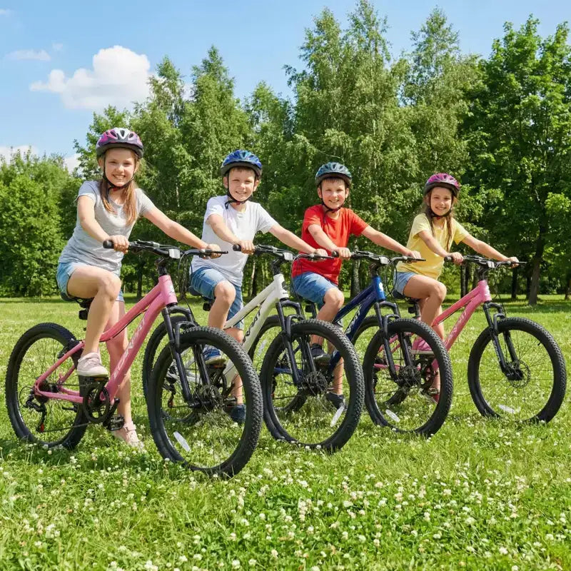 NAYSAYE 24 Inch Youth Mountain Bike with 7 Speeds Front Suspension Disc Brakes for Boys Girls Outdoor Cycling, White, 51.5*8*26.37