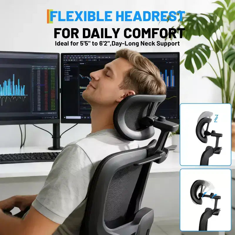 Ergonomic High Back Mesh Office Gaming Chair, 400lb Heavy Duty Capacity with Flip-Up Arms, Adjustable Headrest, Lumbar and Leg Support, Reclining