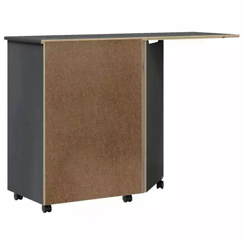 Meuble bas à roulettes en pin massif blanc avec bureau