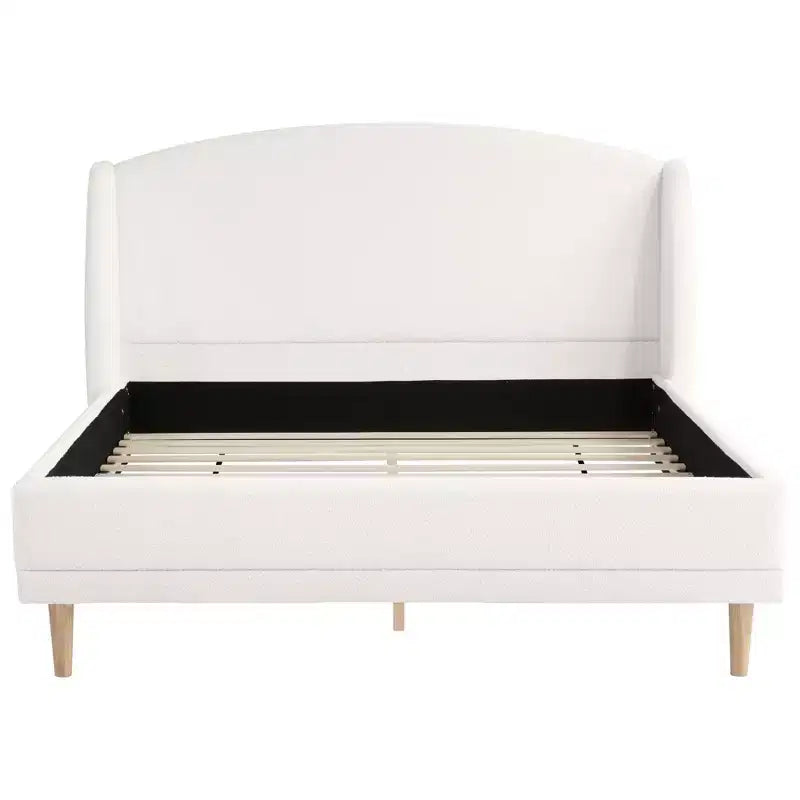Christopher Knight Home Hollis - Lit Moderne Capitonnée en Boucle avec Tête de Lit à Oreilles, Blanc