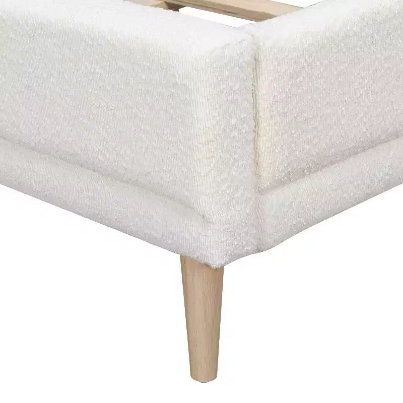 Christopher Knight Home Hollis - Lit Moderne Capitonnée en Boucle avec Tête de Lit à Oreilles, Blanc