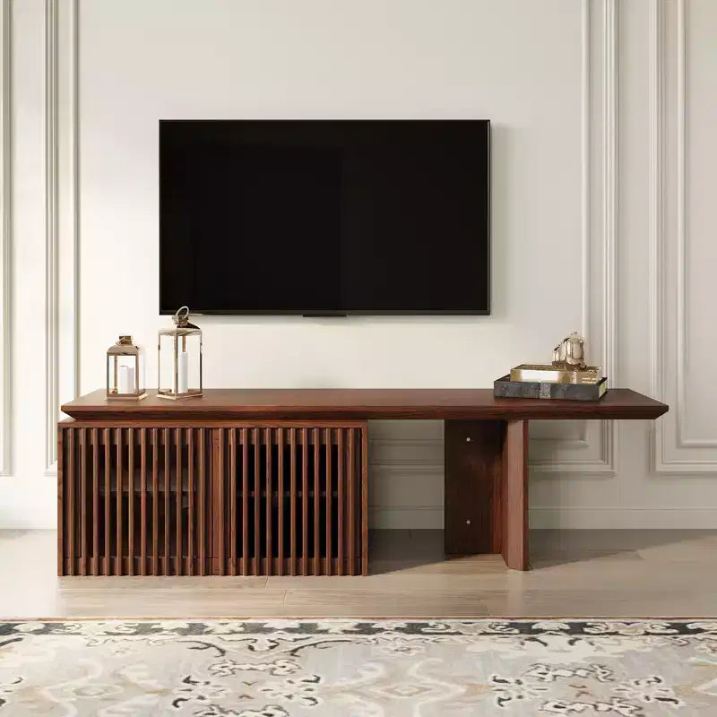 JVNOXK 60.6-84.3''Extendable TV Media Console for Up to 55 Inch, Modern TV Stand, Entertainment Center with Storage, for Living Room,Bedroom