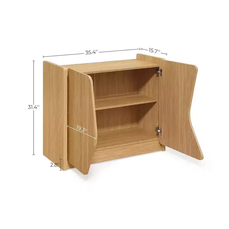 LuxenHome Modern Storage and Sideboard Cabinet, 2 Doors with Soft-Close Hinges, Raised Sides