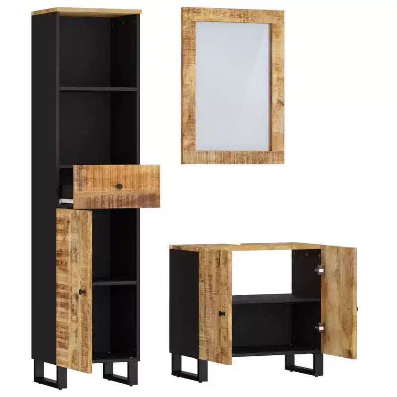 vidaXL Ensemble de meubles de salle de bain Bois de manguier massif naturel Bois de manguier moyen