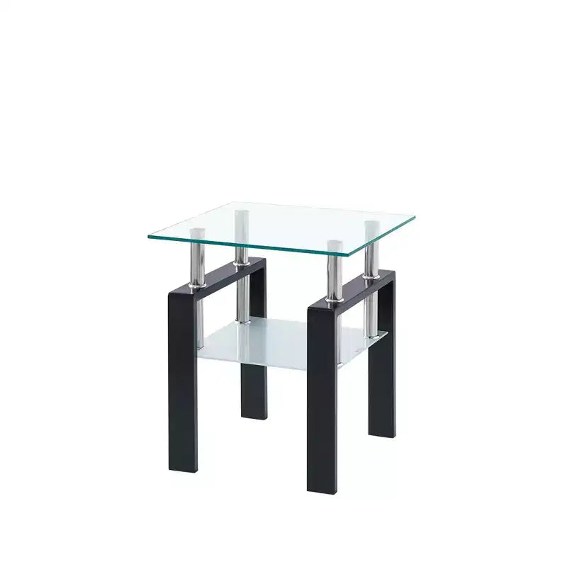 MAYEERTY 2-Piece Clear Tempered Glass End Table for Living Room