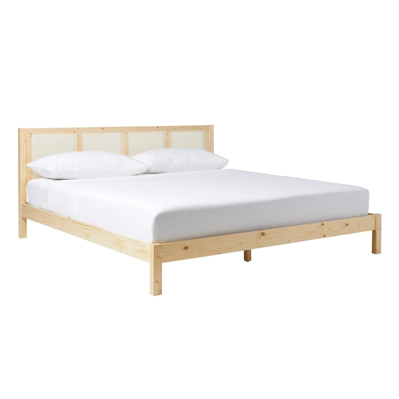 Middlebrook Designs Boho Solid Wood Rattan Headboard King Bedframe