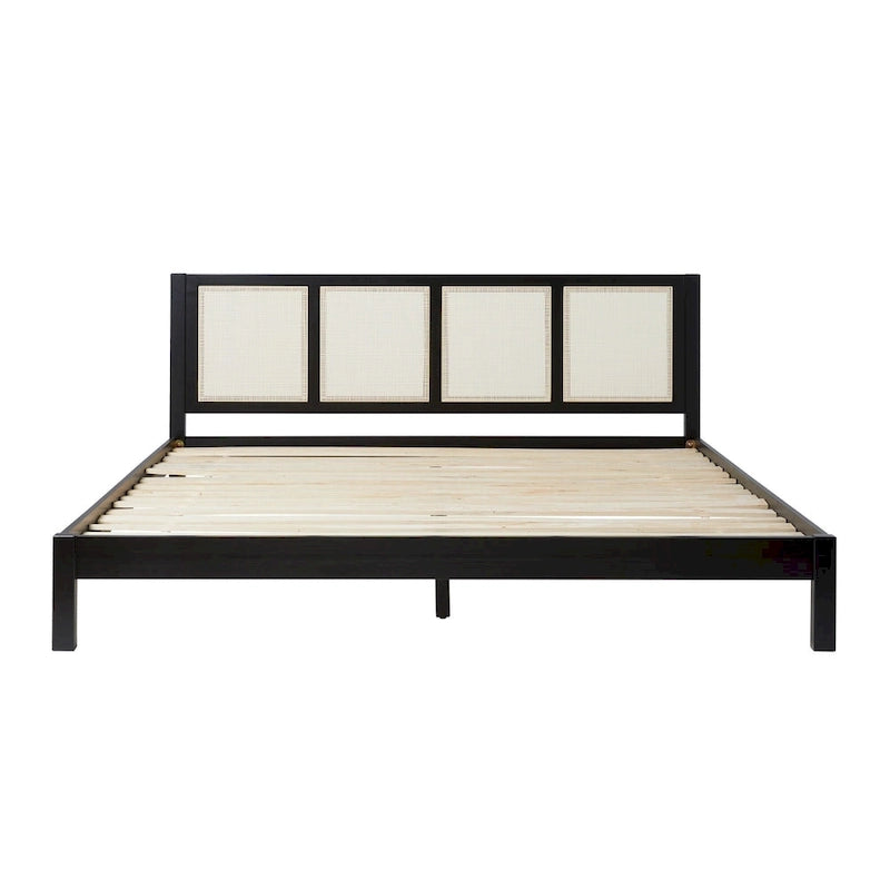 Middlebrook Designs Boho Solid Wood Rattan Headboard King Bedframe