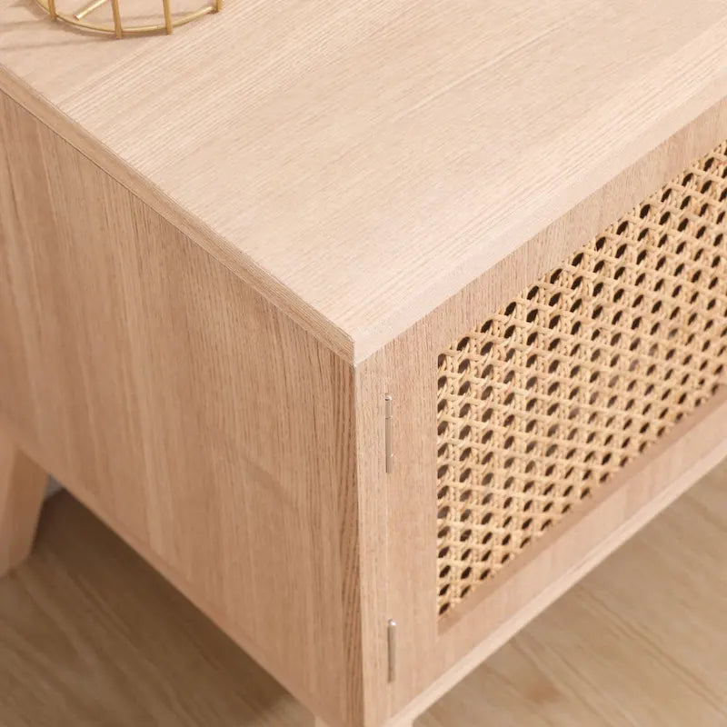 Boho TV Stand for 55 Inch TV, Entertainment Center with Adjustable Shelf