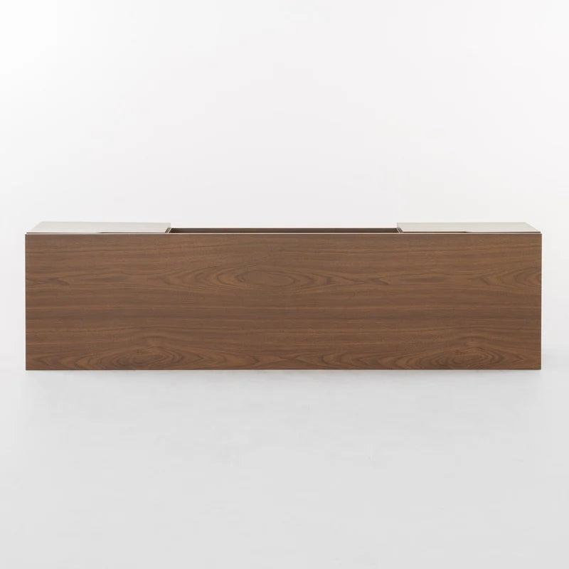Walnut 59.2  TV Stand with 2 Cabinets & Tempered Glass Shelf for 40  TVs