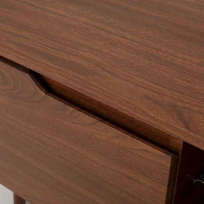 Walnut 59.2  TV Stand with 2 Cabinets & Tempered Glass Shelf for 40  TVs