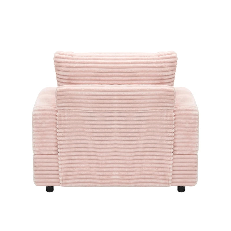 Pink 39.37 Corduroy Single Armchair Sofa with Ottoman, Cup Holder