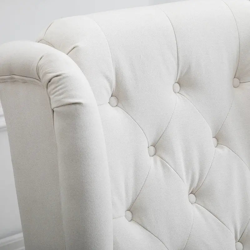 Cream White Modern 29.3  High Back Tufted Accent Chair with Wingback Design