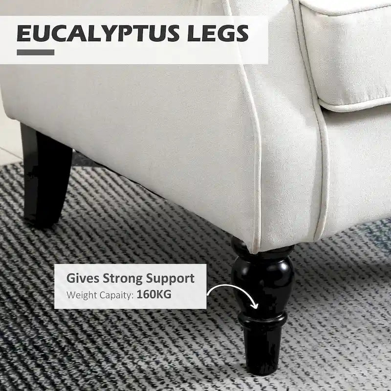 Cream White Modern 29.3  High Back Tufted Accent Chair with Wingback Design