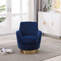 Navy Velvet 29.3  Upholstered Swivel Barrel Chair with Stainless Steel Base