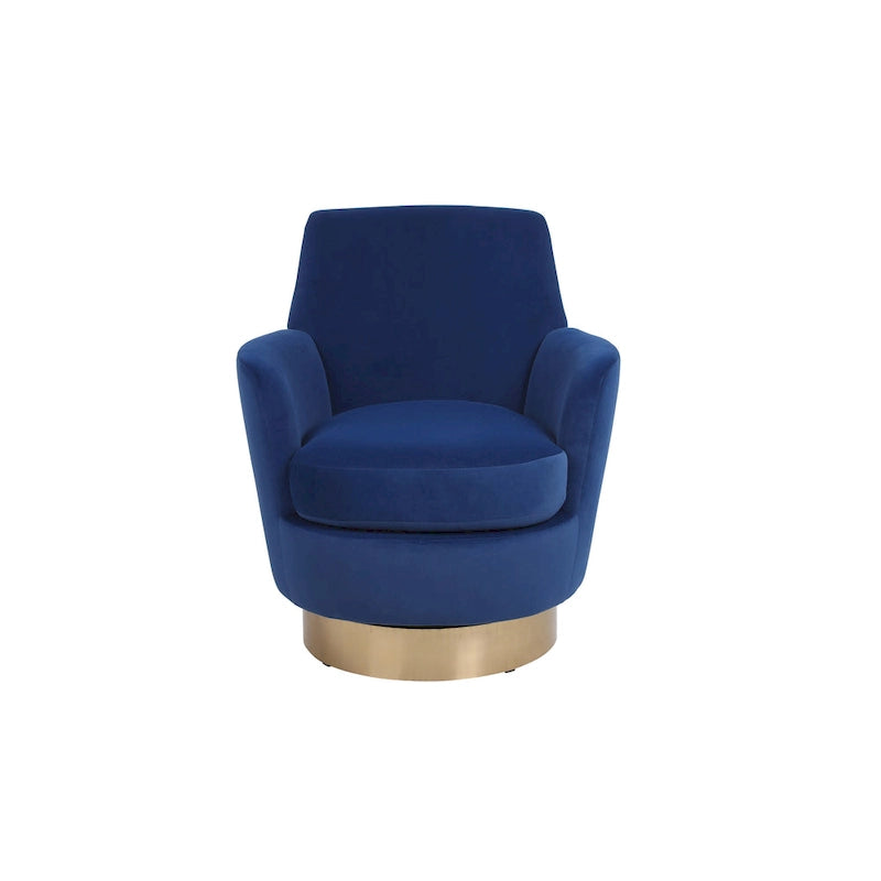 Navy Velvet 29.3  Upholstered Swivel Barrel Chair with Stainless Steel Base