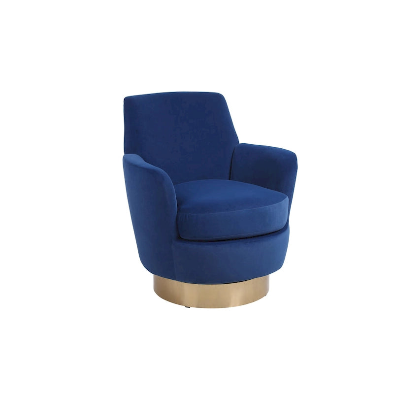 Navy Velvet 29.3  Upholstered Swivel Barrel Chair with Stainless Steel Base