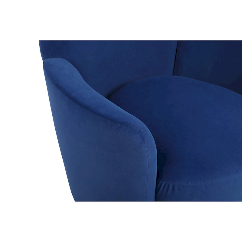 Navy Velvet 29.3  Upholstered Swivel Barrel Chair with Stainless Steel Base