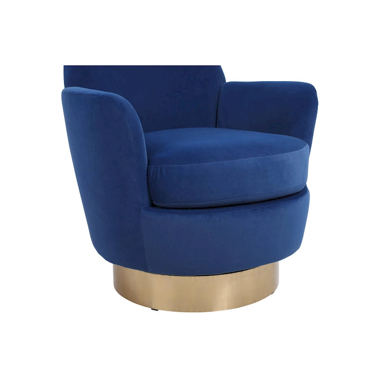 Navy Velvet 29.3  Upholstered Swivel Barrel Chair with Stainless Steel Base