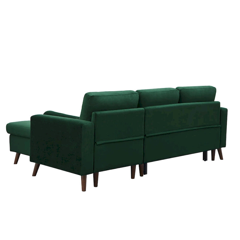 Green 88  Velvet Corner Sleeper Sectional Sofa with Pull-Out Bed
