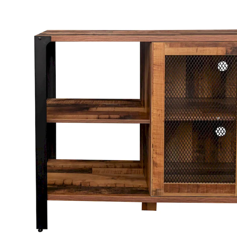 Walnut 70.87  Farmhouse TV Stand with Open Storage for 70  TVs