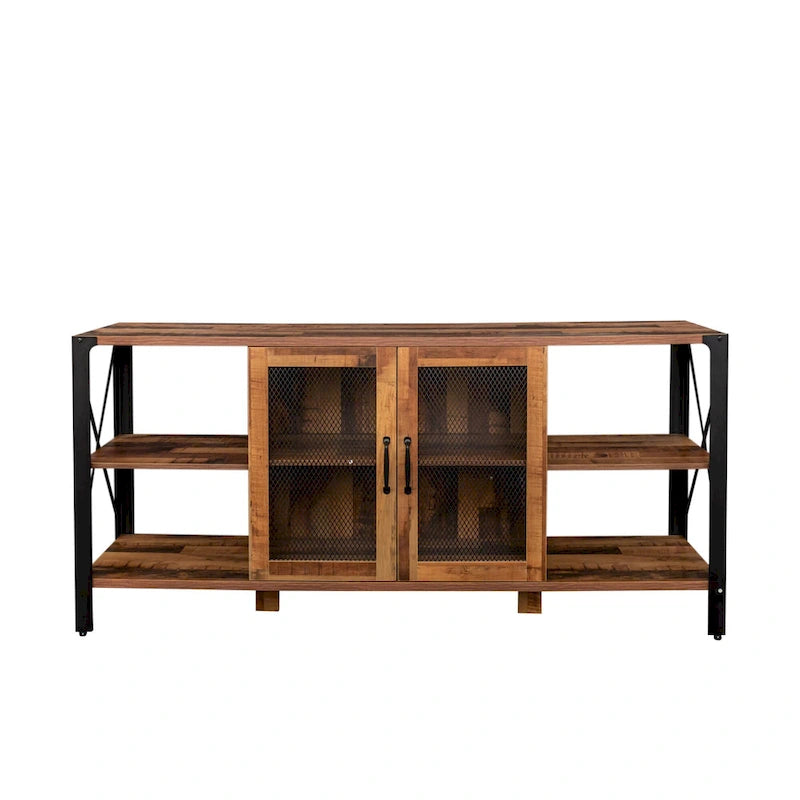 Walnut 70.87  Farmhouse TV Stand with Open Storage for 70  TVs