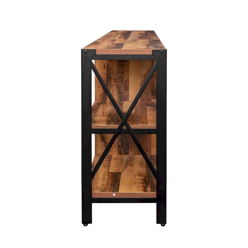 Walnut 70.87  Farmhouse TV Stand with Open Storage for 70  TVs