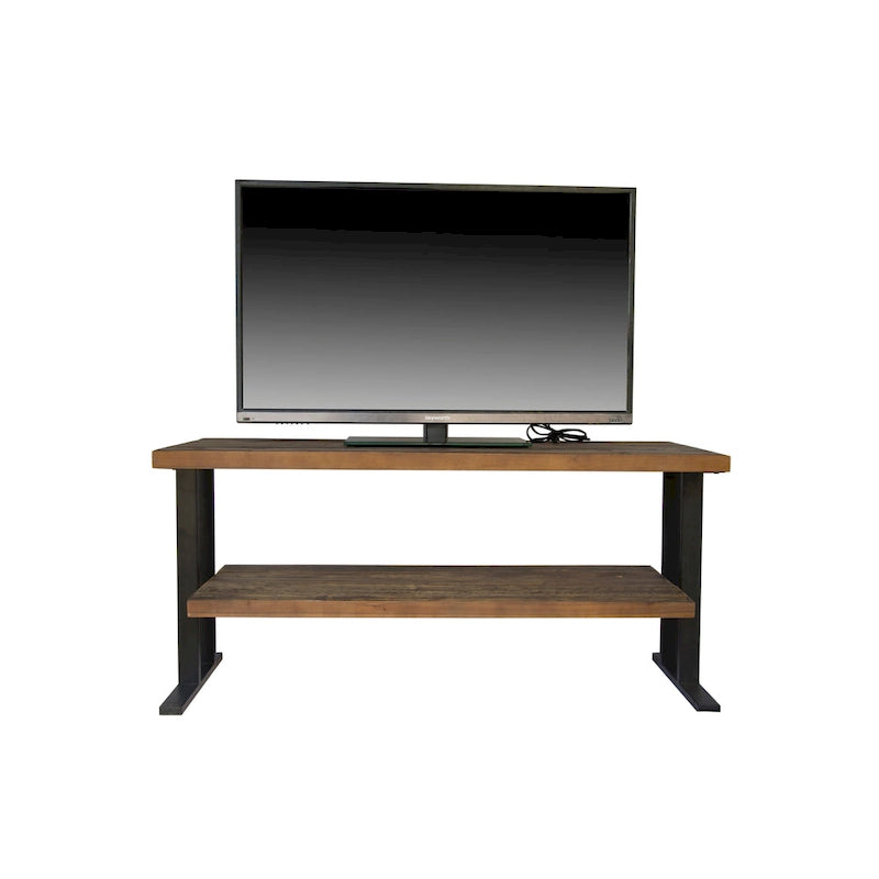 Media Console Table with one shelf to your Home decor, Natural Reclaimed wood and black finish