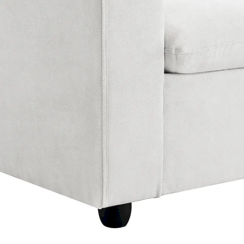 4-Seat Polyester L-Shaped Sectional Sofa with Convertible Ottoman