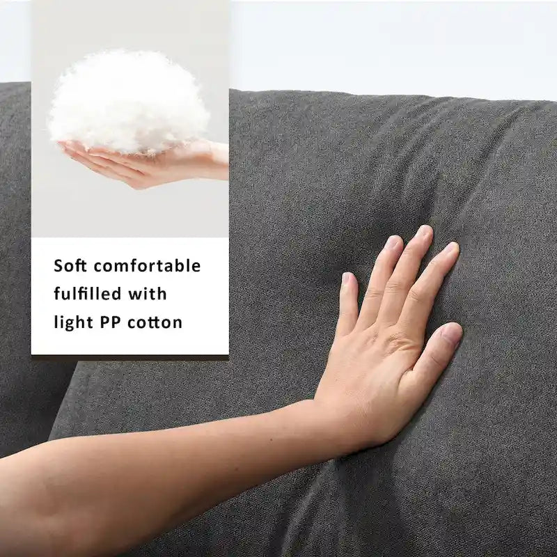 4-Seat Polyester L-Shaped Sectional Sofa with Convertible Ottoman