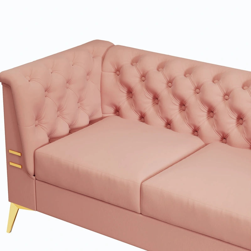 82.7  Velvet 3-Seater Sofa with Gold Metal Legs