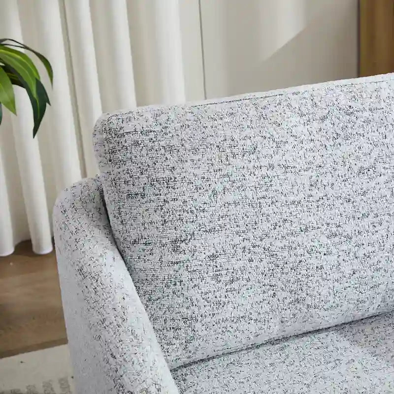 White+Black 31.5  Chenille Swivel Accent Chair with Solid Wood Frame