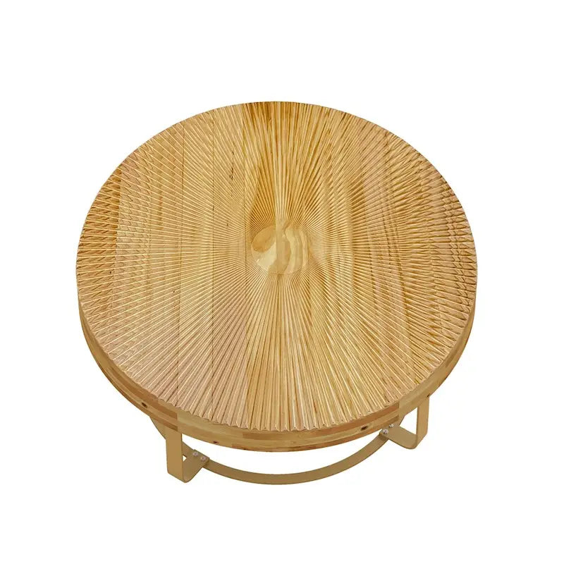 Modern Wood Round Coffee Table with Metal Legs