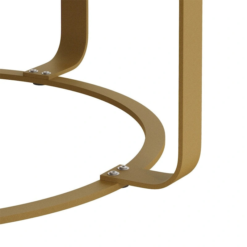 Modern Wood Round Coffee Table with Metal Legs