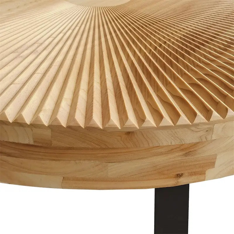 Modern Wood Round Coffee Table with Metal Legs