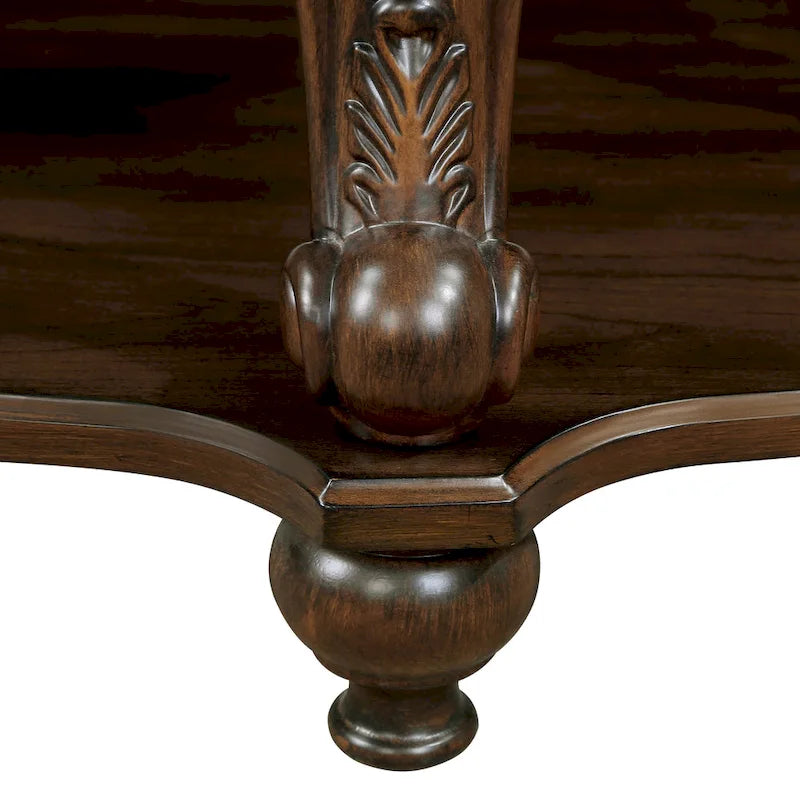 22  Retro Round End Table,Solid Wood Sofa Side Table with Shelf,Living Room Corner Table Easy Assemble