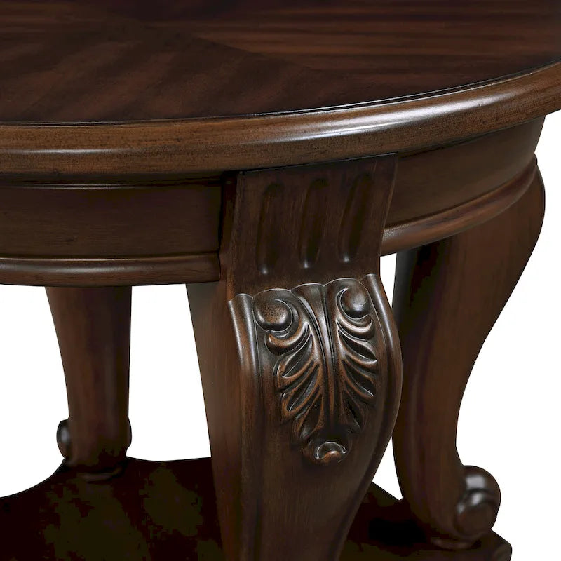 22 Table d'appoint ronde rétro, Table d'appoint de canapé en bois massif avec étagère, Table d'angle de salon facile à assembler