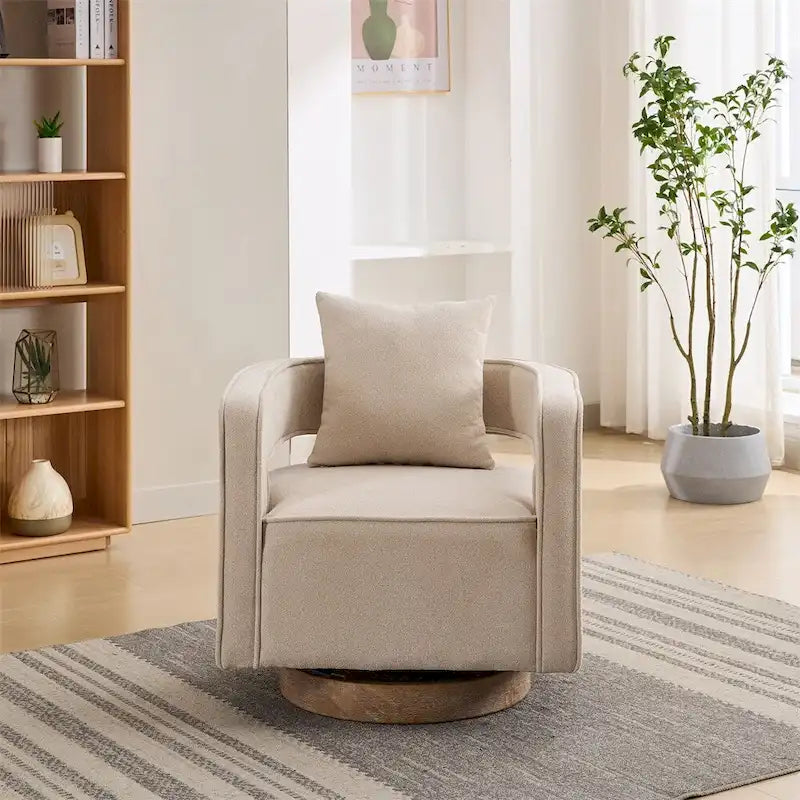 29.1  Swivel Accent Chair with Weathered Wood Base